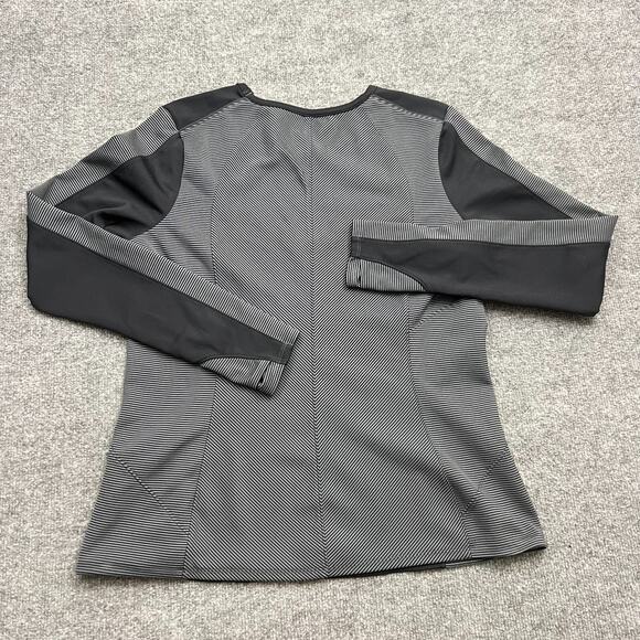 Athleta Spotlight Active Top Womens L Black Gray Pinstripe Long Sleeve Pullover - Picture 2 of 10